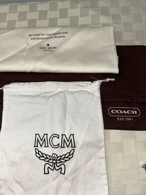 MCM, Kate Spade and Coach Logo Drawstring Dust Bag Bundle